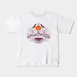 Spiderweb and Pumpkin Halloween Kids T-Shirt